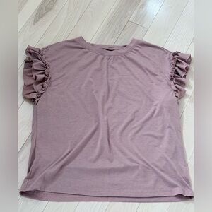 SHEIN Dusty Pink Flutter Sleeve Top | Ruffle Sleeve Tee | Size Medium | Like New
